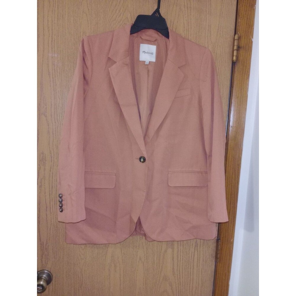 Madewell Larsen Blazer Pink XL Button Faux Pocket EUC Preppy Office